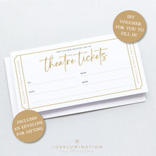 Load image into Gallery viewer, Theatre Tickets Voucher, DIY Fillable Gift 00599
