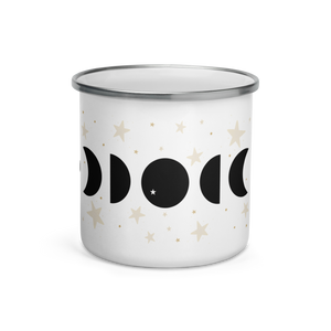 Enamel Mug, Moon Phase Design. Celestial Gift. Coffee Mug. Tea Lovers Gift. Camping Mug.