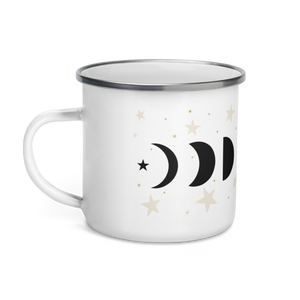 Enamel Mug, Moon Phase Design. Celestial Gift. Coffee Mug. Tea Lovers Gift. Camping Mug.
