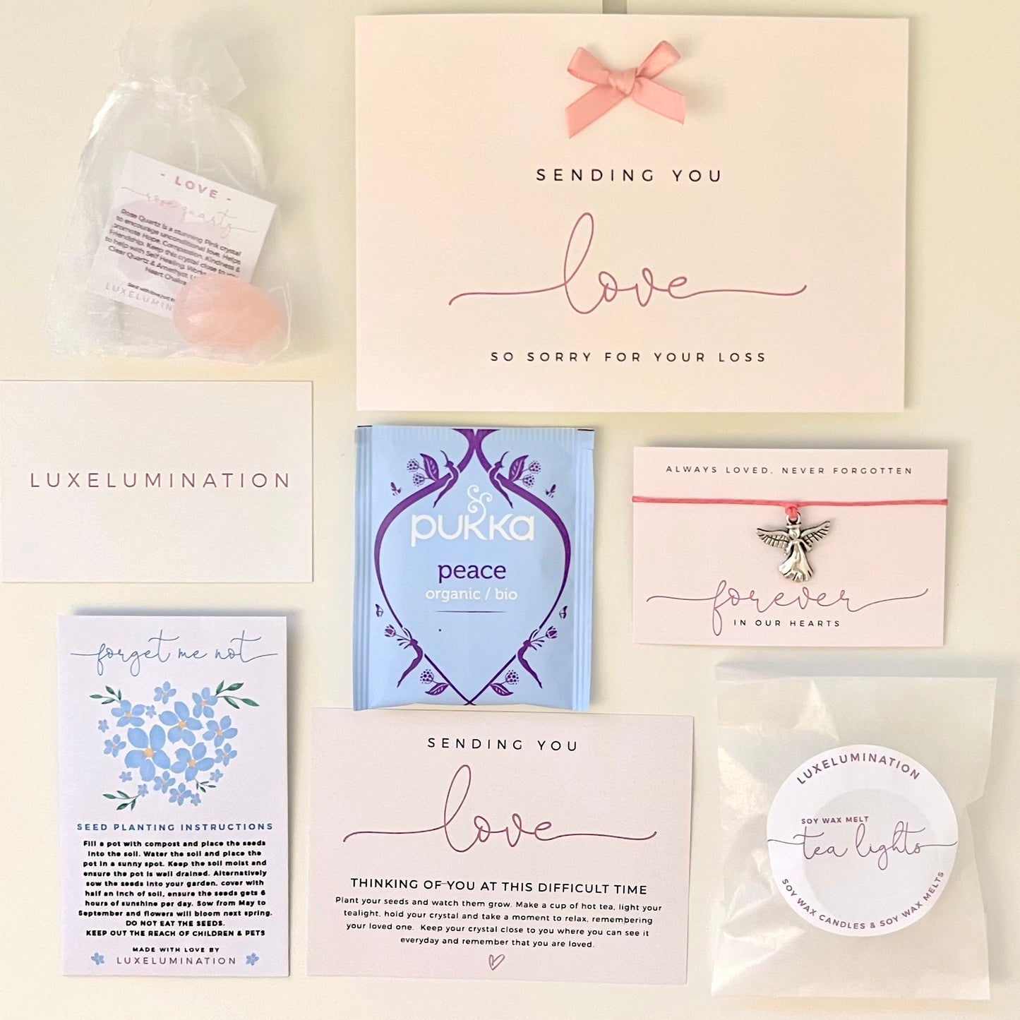 Sympathy Condolences Bereavement Box, Personalised Gift, Hug in the Post, Thinking of you, Crystals, Grief, Loss, Forget Me Not Seeds