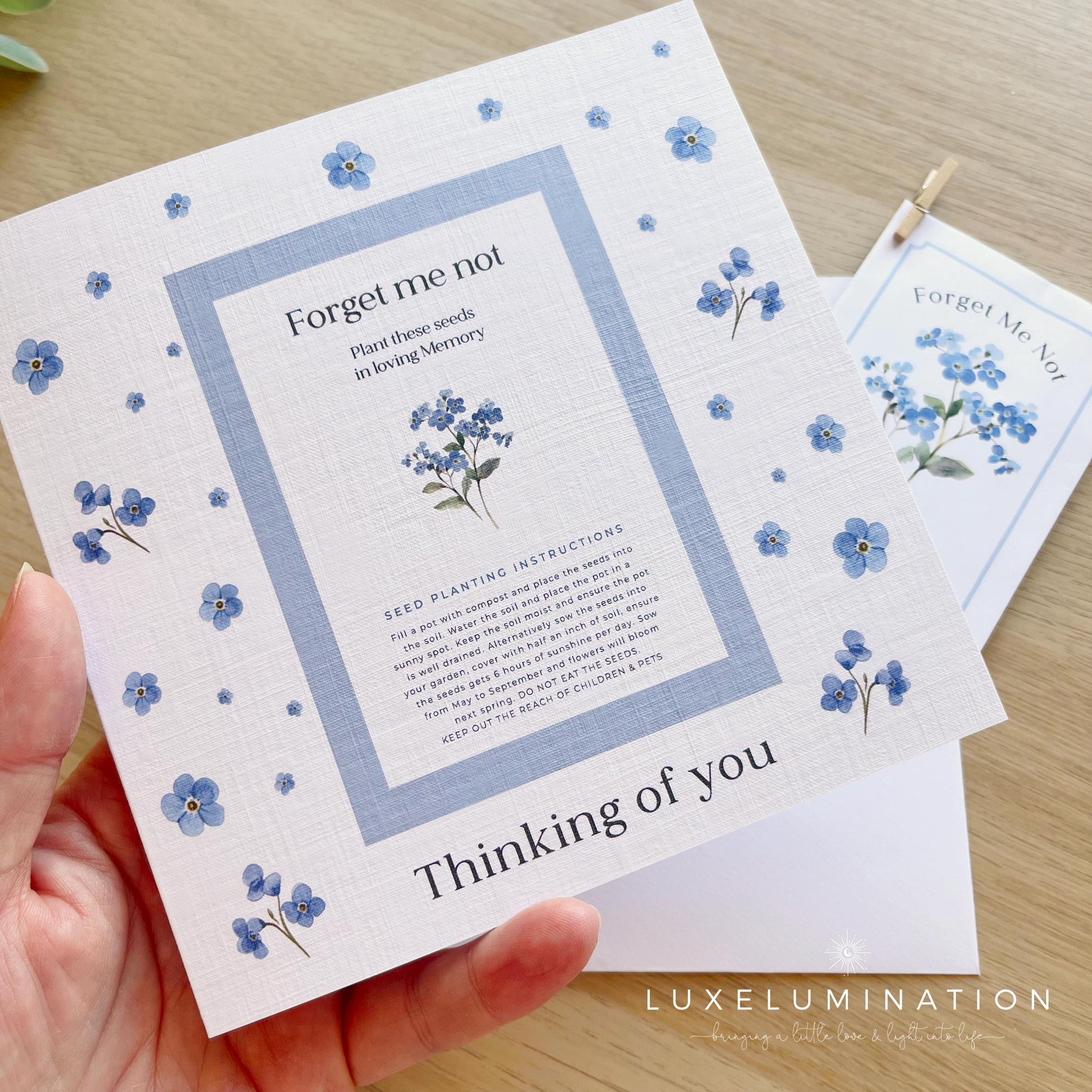 Bereavement Card with Plantable Forget Me Not Seeds