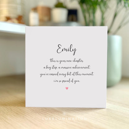 Personalised Proud of you, A New Chapter Greeting Card. Well Done Card, Achievement Card. Passing Exams Card. Congratulations on a new job.