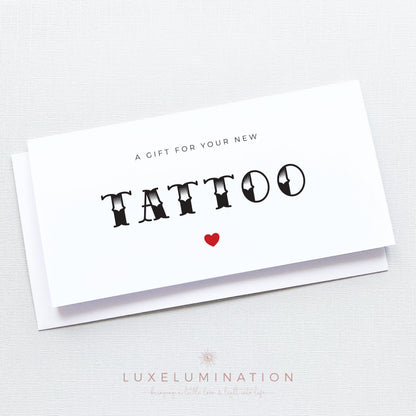 Tattoo Gift Money Envelope, Birthday Gift, Tattoo Fund, Handmade Wallet Card, Congratulations, Keepsake Gift, Personalised message.