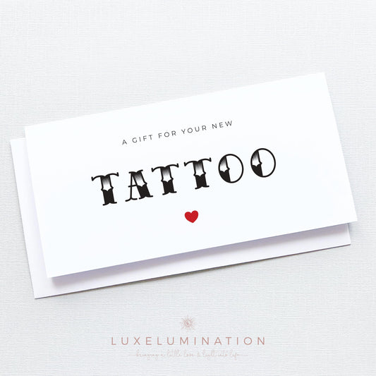 Tattoo Gift Money Envelope, Birthday Gift, Tattoo Fund, Handmade Wallet Card, Congratulations, Keepsake Gift, Personalised message.