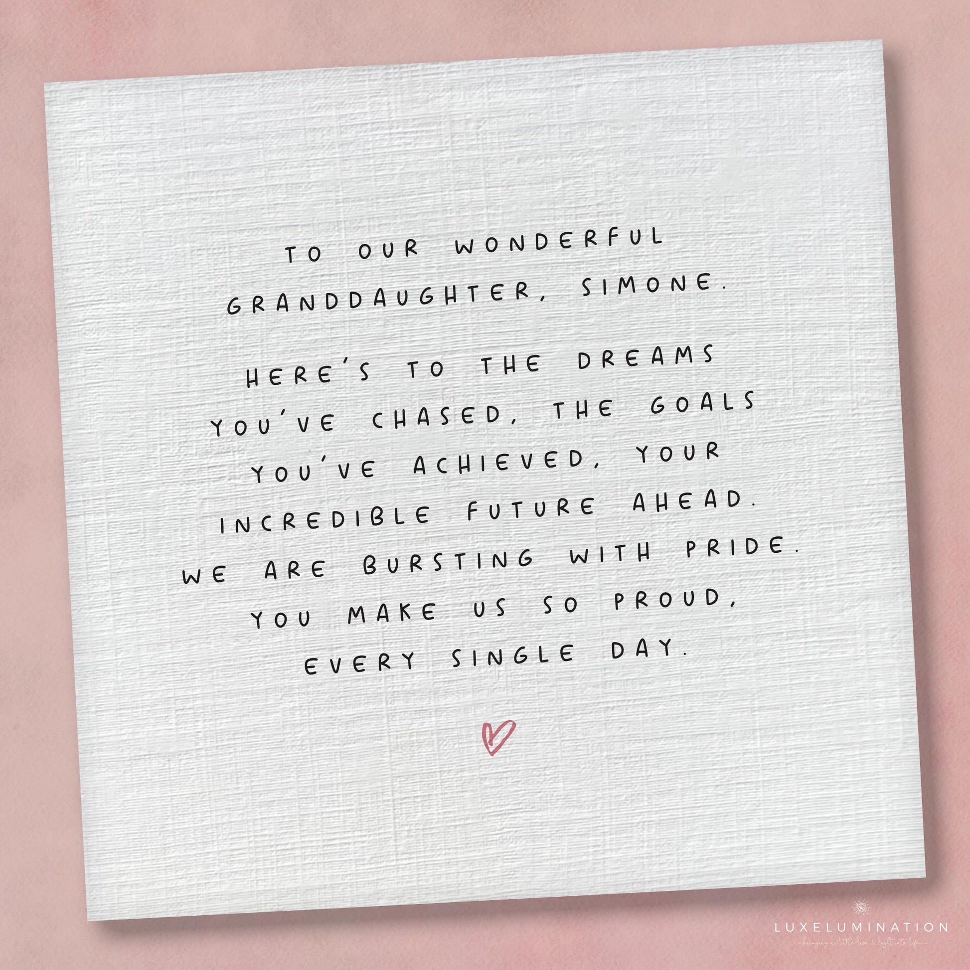 Proud of you Granddaughter Personalised Card