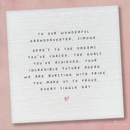 Proud of you Granddaughter Personalised Card