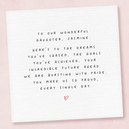 Proud of you Daughter Personalised Card