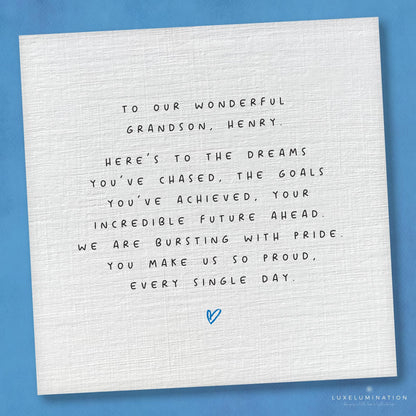 Personalised Proud of you Grandson Card