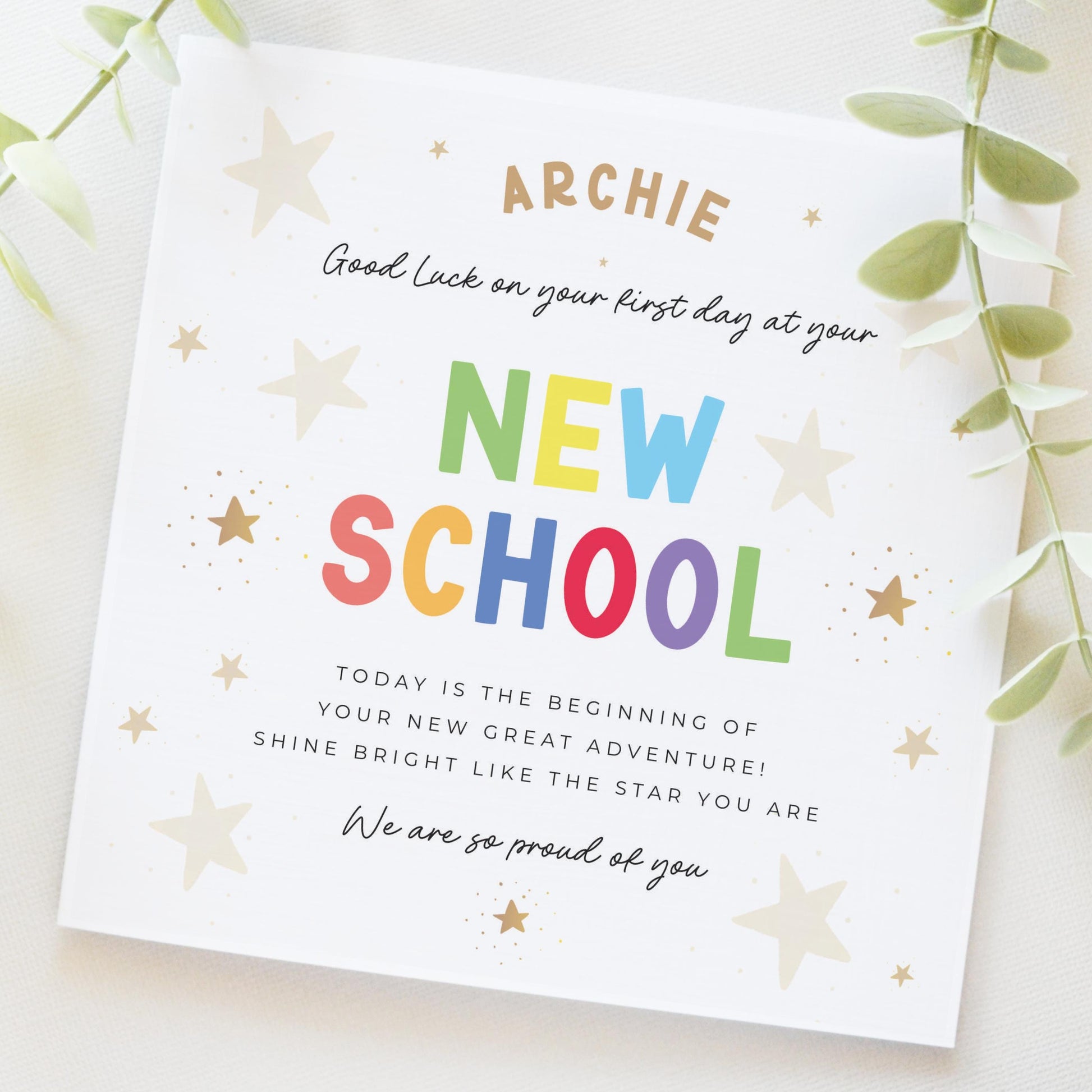 Good Luck on your first day at your New School Card