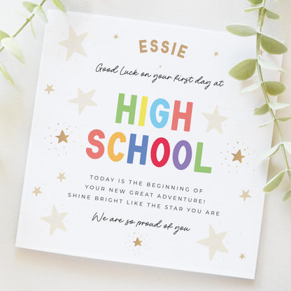 Good Luck on your first day at High School Greetings Card.