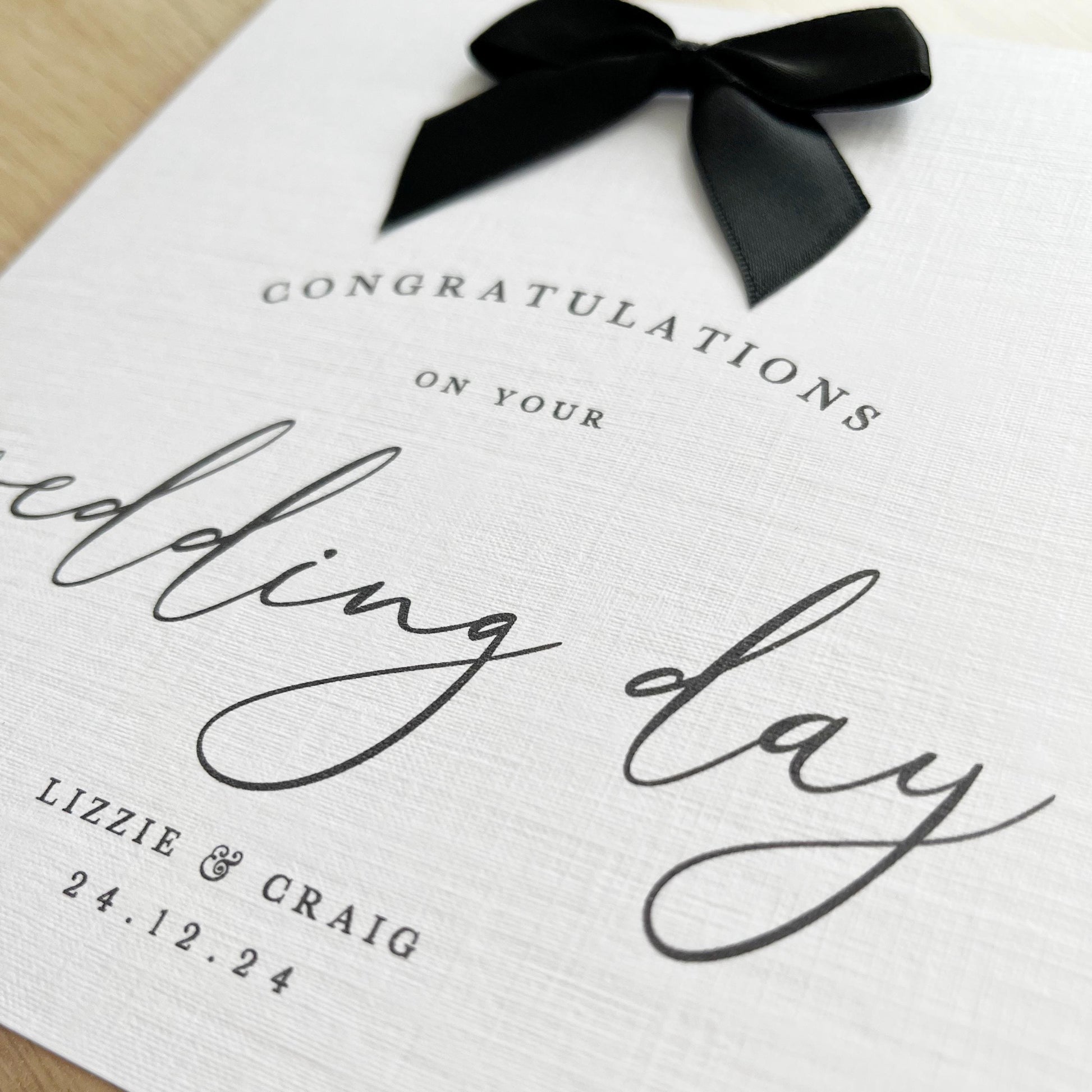 Personalised Wedding Day Card, Black & White, Minimalist Design