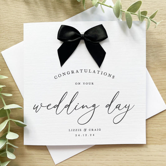 Personalised Wedding Day Card, Black & White, Minimalist Design