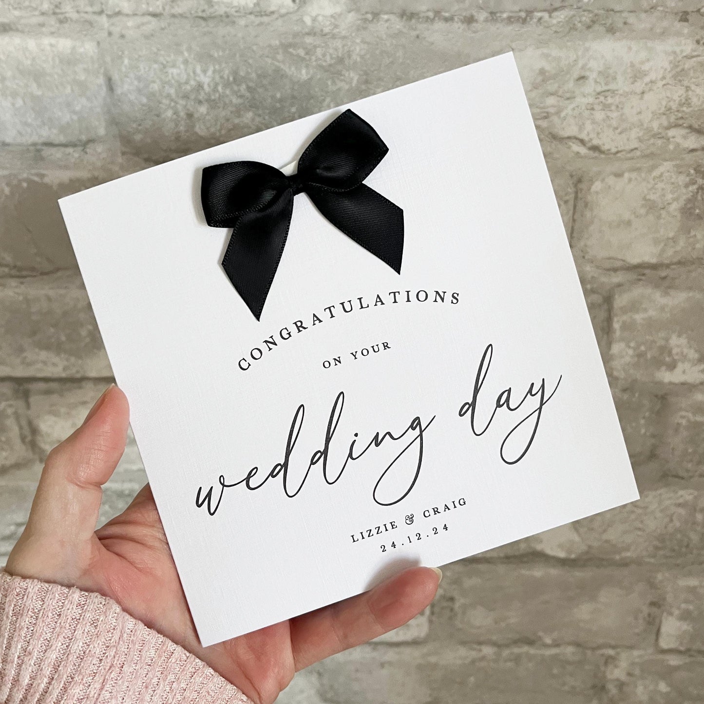 Personalised Wedding Day Card, Black & White, Minimalist Design