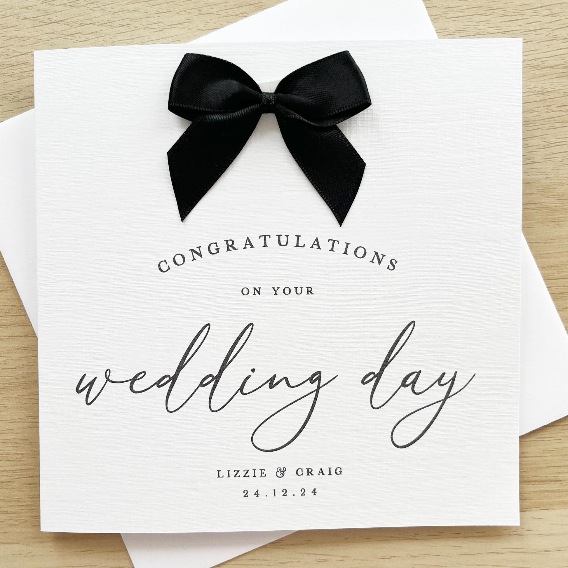 Personalised Wedding Day Card, Black & White, Minimalist Design