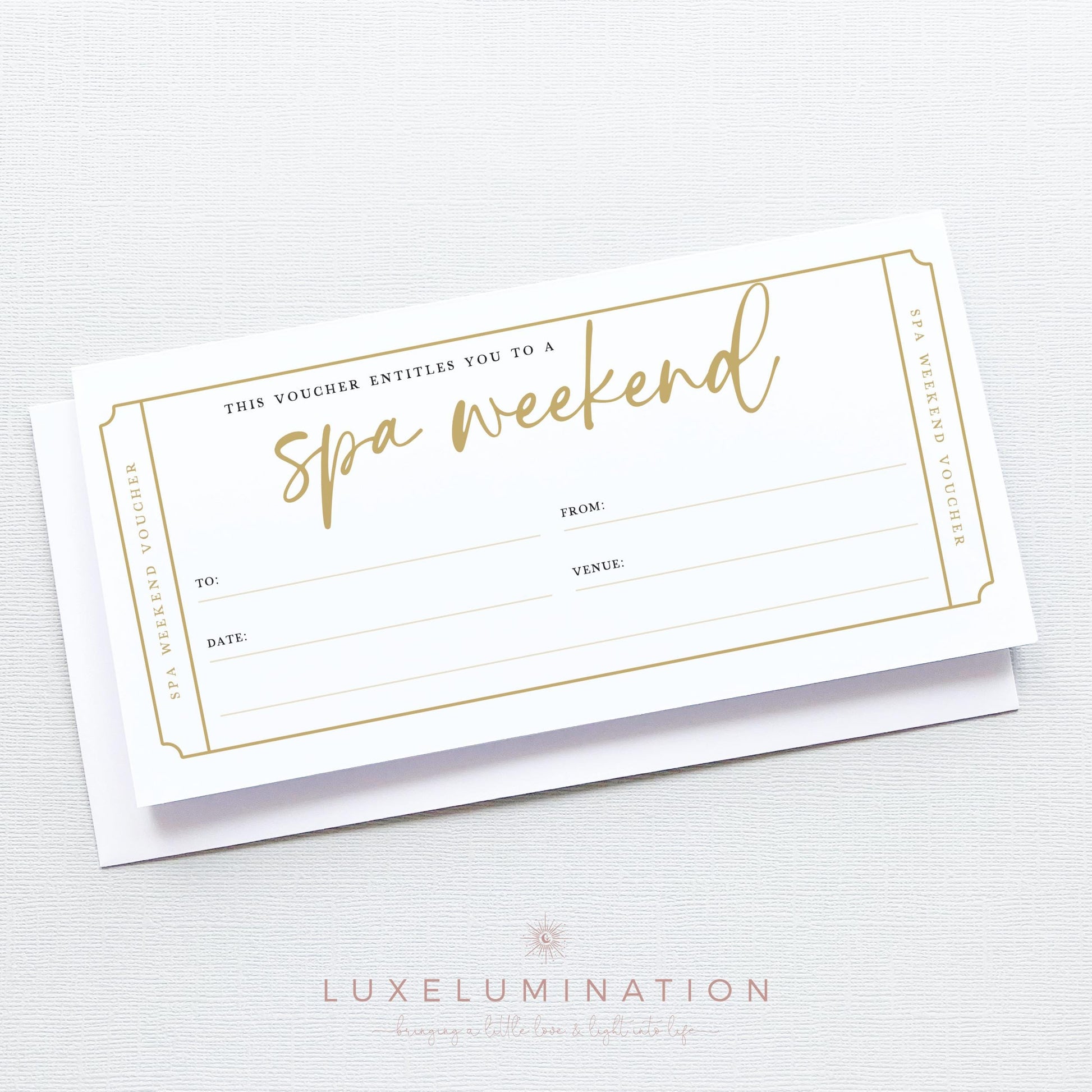 Spa Weekend Gift Voucher, Surprise Reveal Tickets, DIY Fillable Gift.