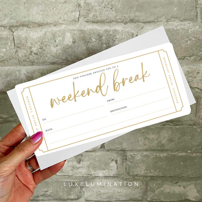 Weekend Break Gift Voucher, DIY Fillable Surprise Reveal Tickets.
