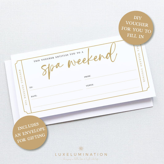 Spa Weekend Gift Voucher, Surprise Reveal Tickets, DIY Fillable Gift.
