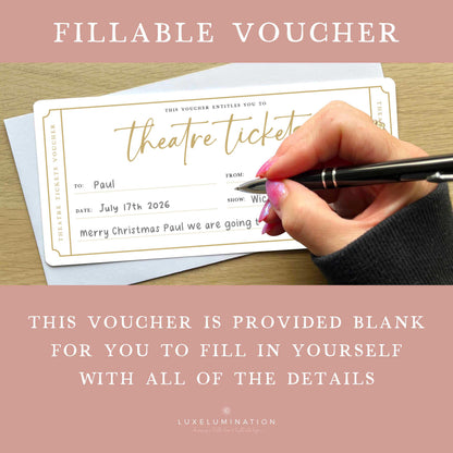 Theatre Tickets Gift Voucher, DIY Fillable Surprise Reveal.