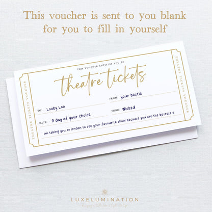 Theatre Tickets Gift Voucher, DIY Fillable Surprise Reveal.