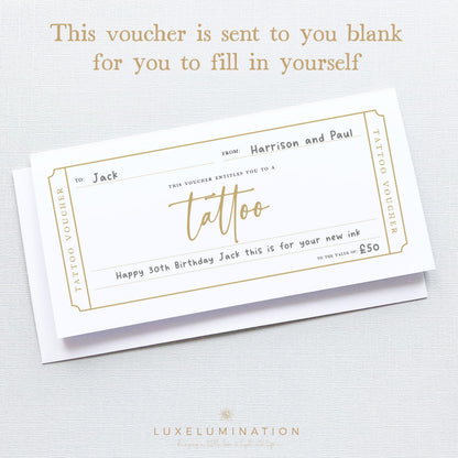 Tattoo Gift Voucher, DIY Fillable Surprise Reveal Tickets.