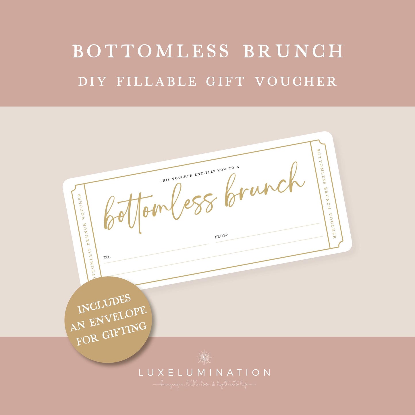 Bottomless Brunch Gift Voucher, Surprise Reveal Tickets, DIY Fillable Gift.