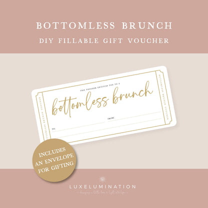 Bottomless Brunch Gift Voucher, Surprise Reveal Tickets, DIY Fillable Gift.