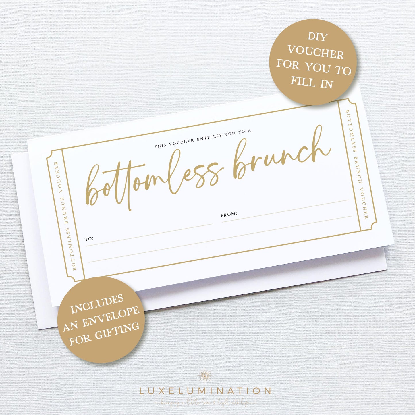Bottomless Brunch Gift Voucher, Surprise Reveal Tickets, DIY Fillable Gift.