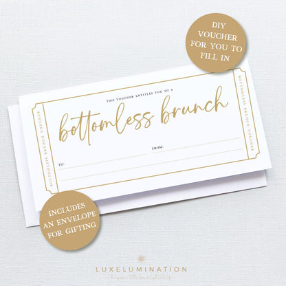 Bottomless Brunch Gift Voucher, Surprise Reveal Tickets, DIY Fillable Gift.