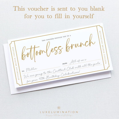 Bottomless Brunch Gift Voucher, Surprise Reveal Tickets, DIY Fillable Gift.