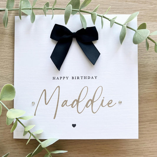 Personalised Luxury Birthday Card with a Satin Bow