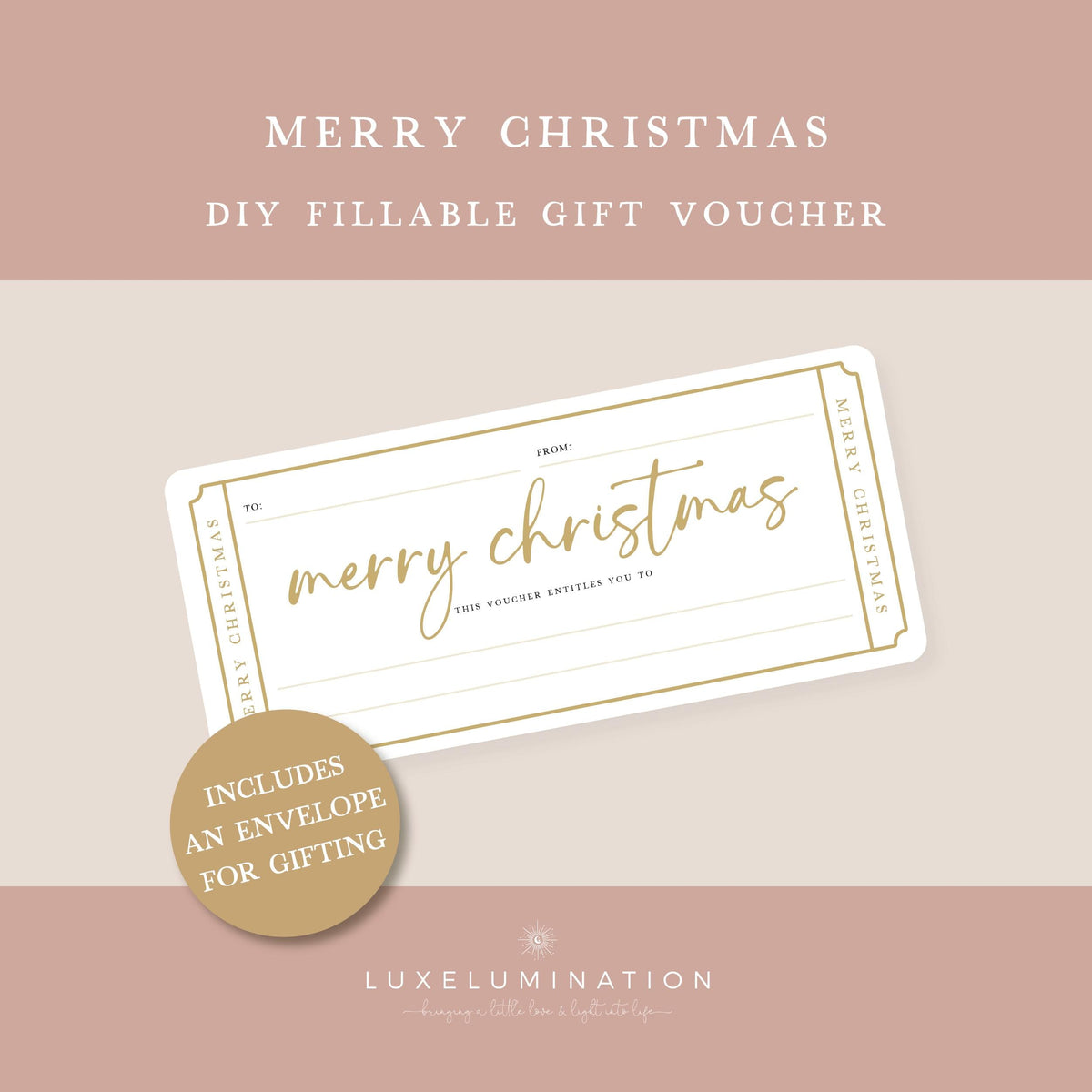 Merry Christmas Gift Voucher, DIY Fillable Surprise Reveal Tickets.