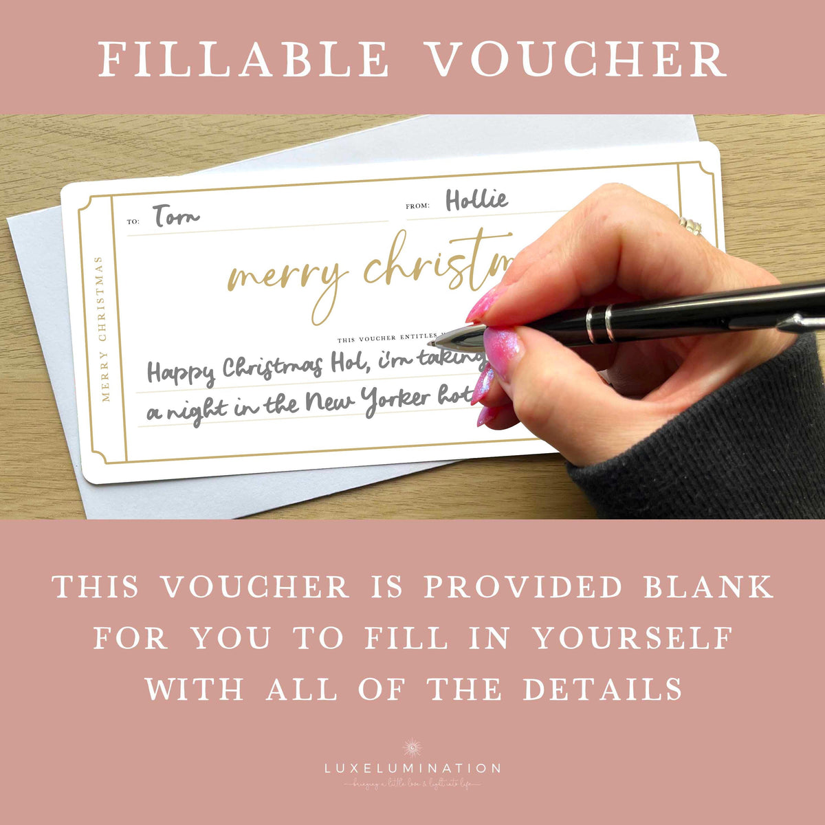 Merry Christmas Gift Voucher, DIY Fillable Surprise Reveal Tickets.