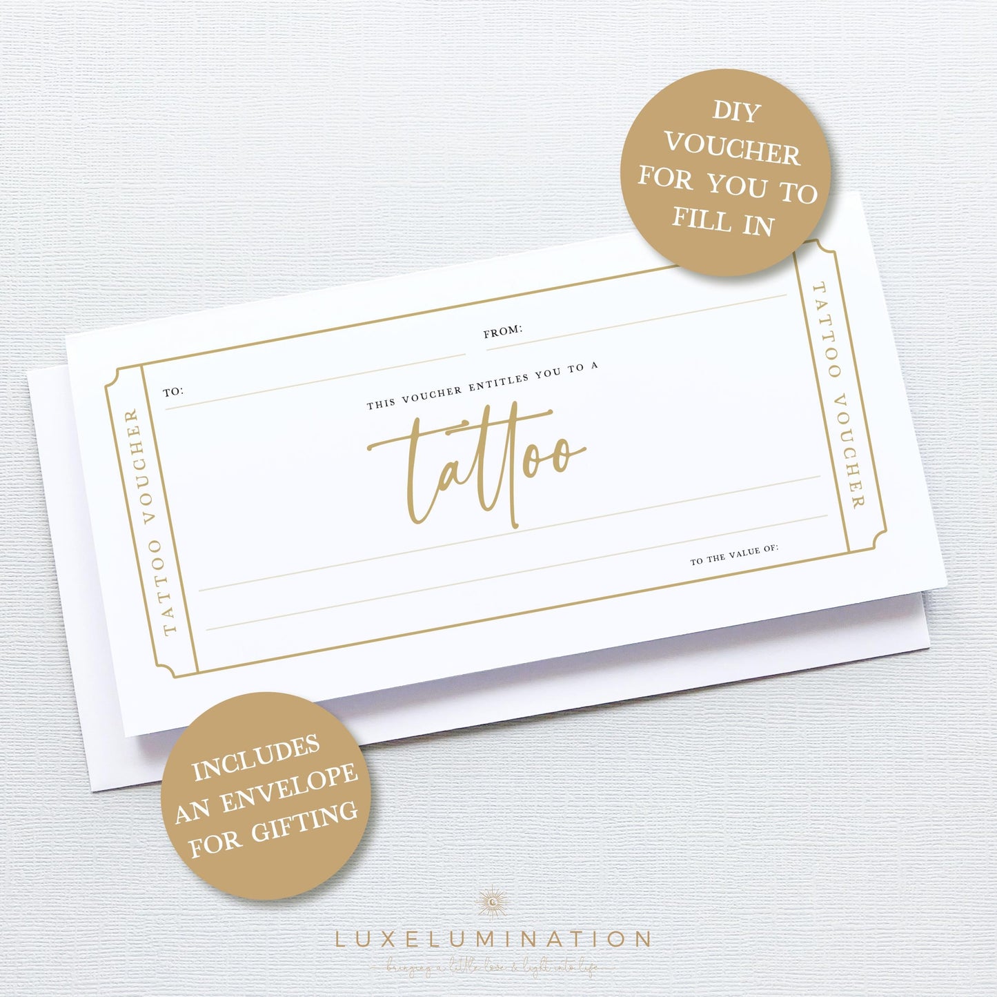Tattoo Gift Voucher, DIY Fillable Surprise Reveal Tickets.