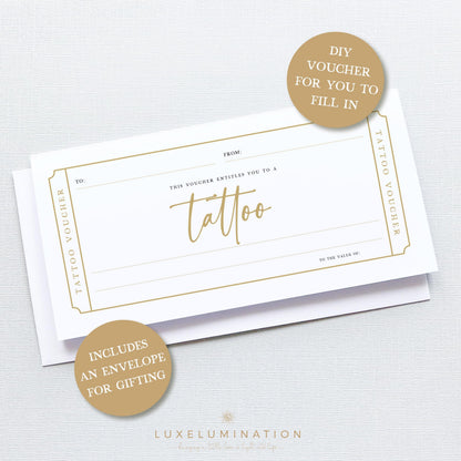 Tattoo Gift Voucher, DIY Fillable Surprise Reveal Tickets.