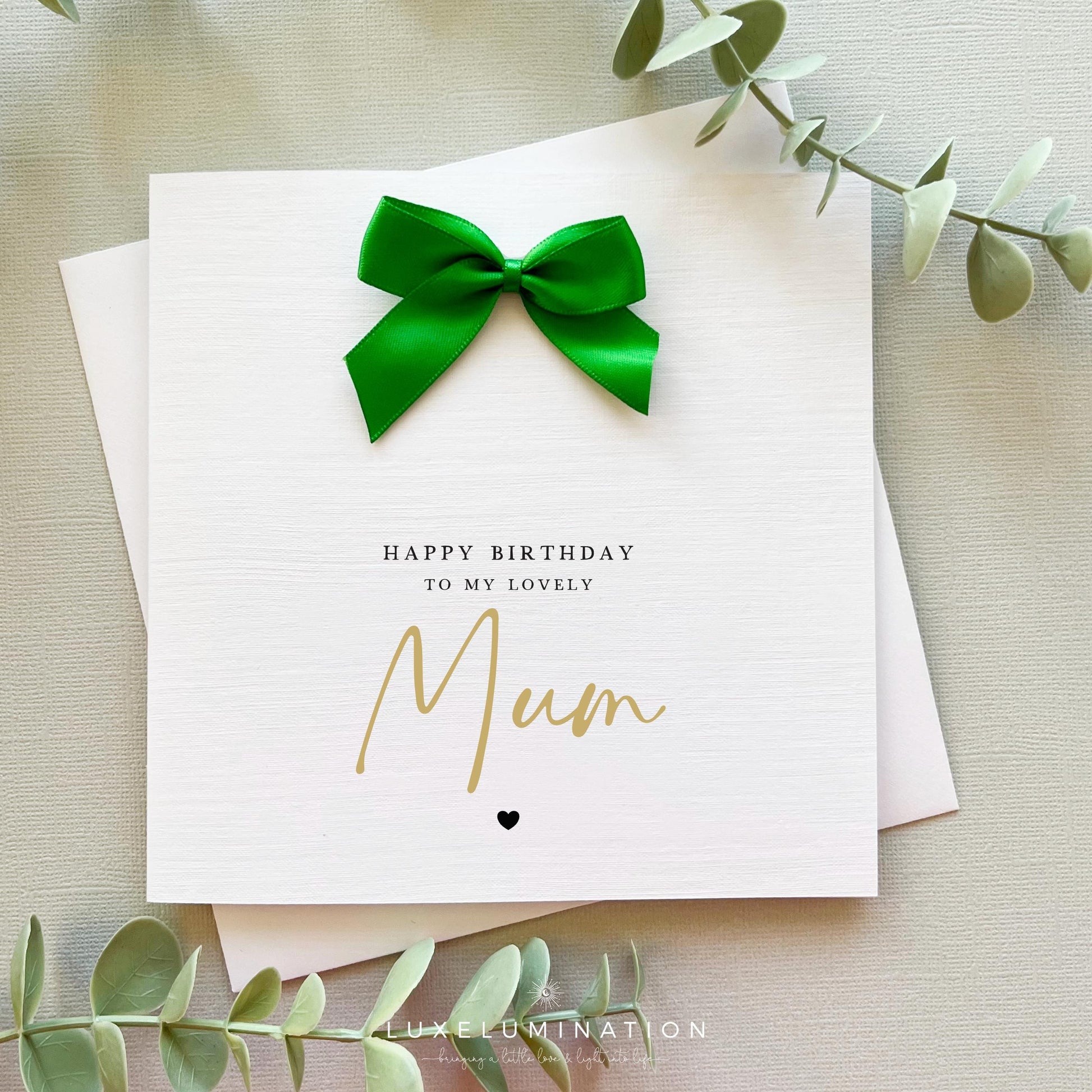 Mum Happy Birthday Card with a choice of Bow Colours