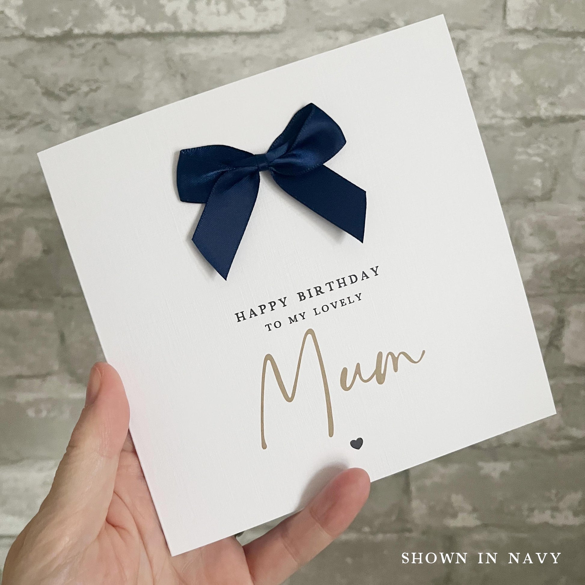 Mum Happy Birthday Card with a choice of Bow Colours