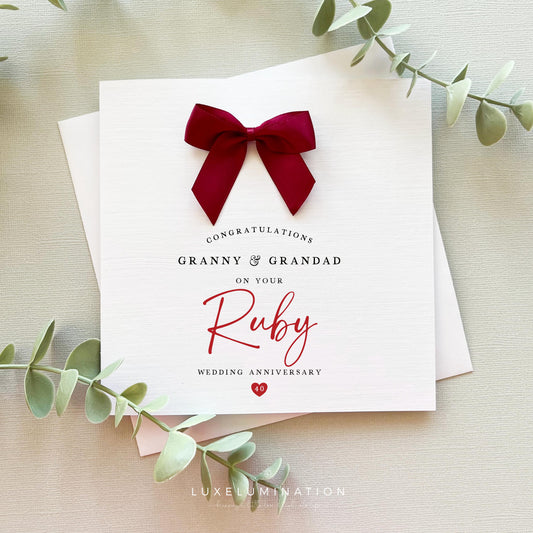Personalised 40th Wedding Anniversary Card, Ruby.