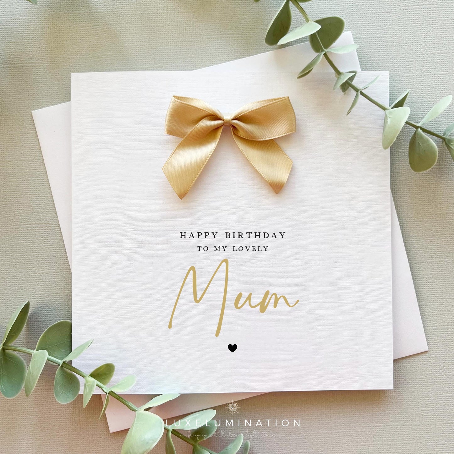 Mum Happy Birthday Card with a choice of Bow Colours