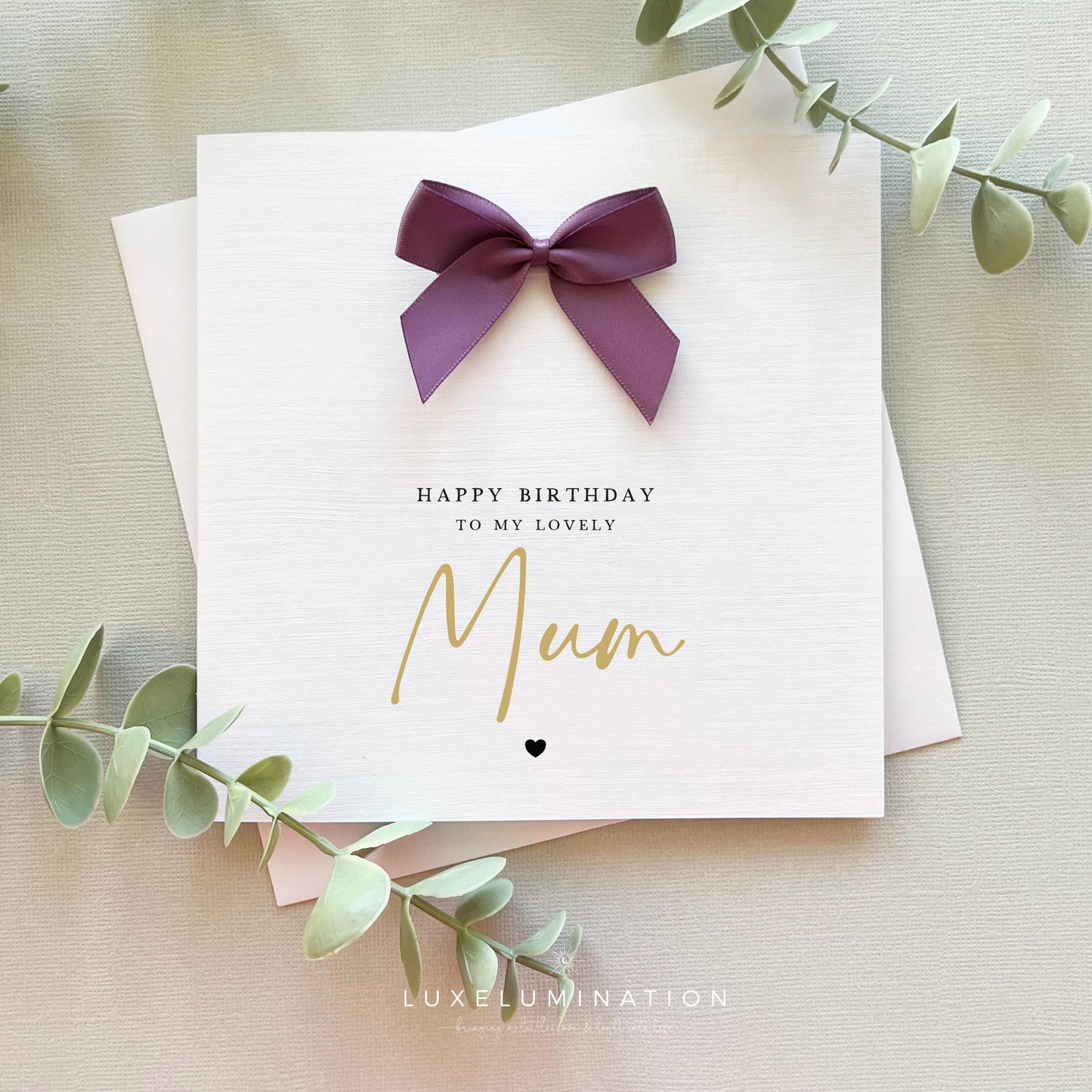Mum Happy Birthday Card with a choice of Bow Colours
