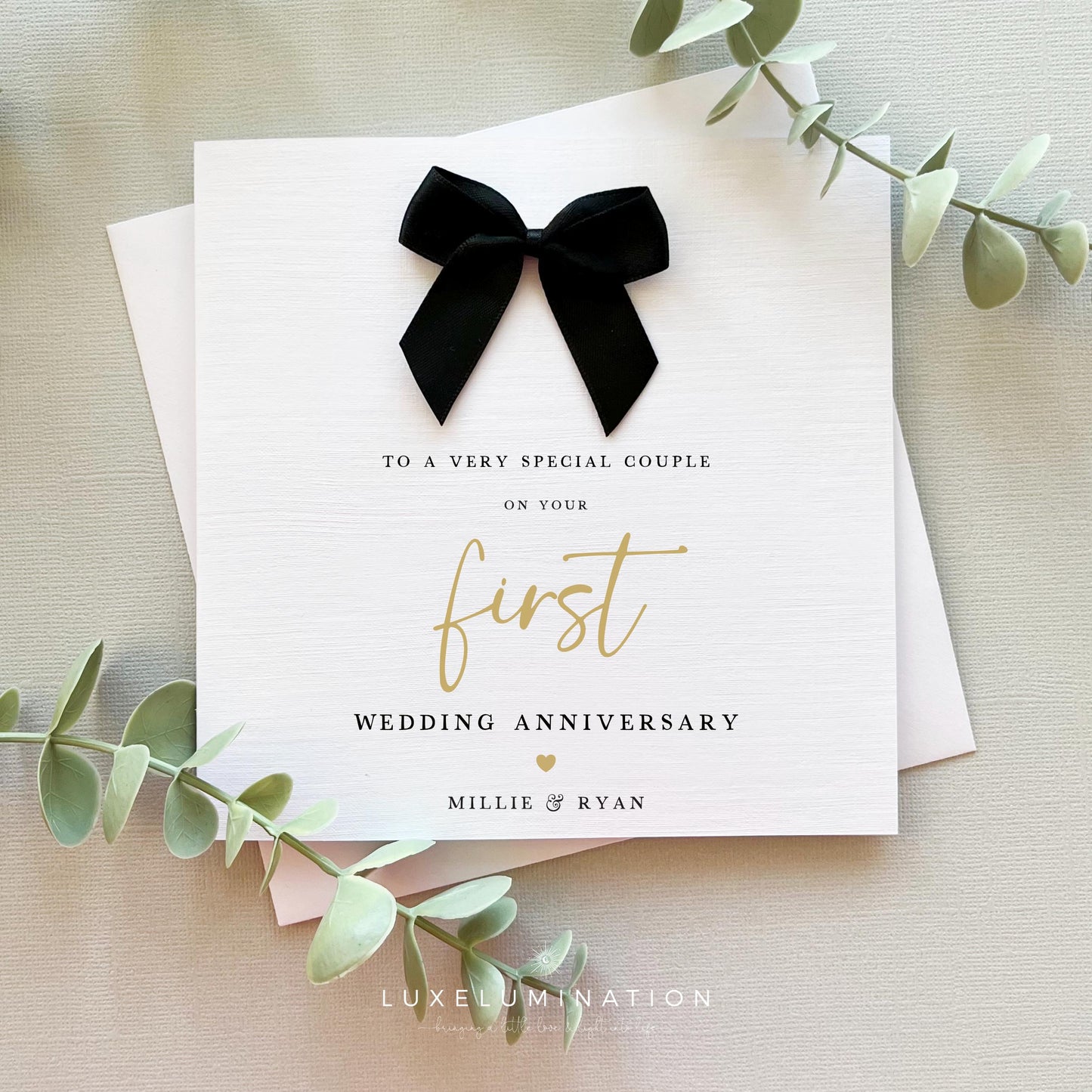 First Wedding Anniversary Card, Personalised, 1st Paper