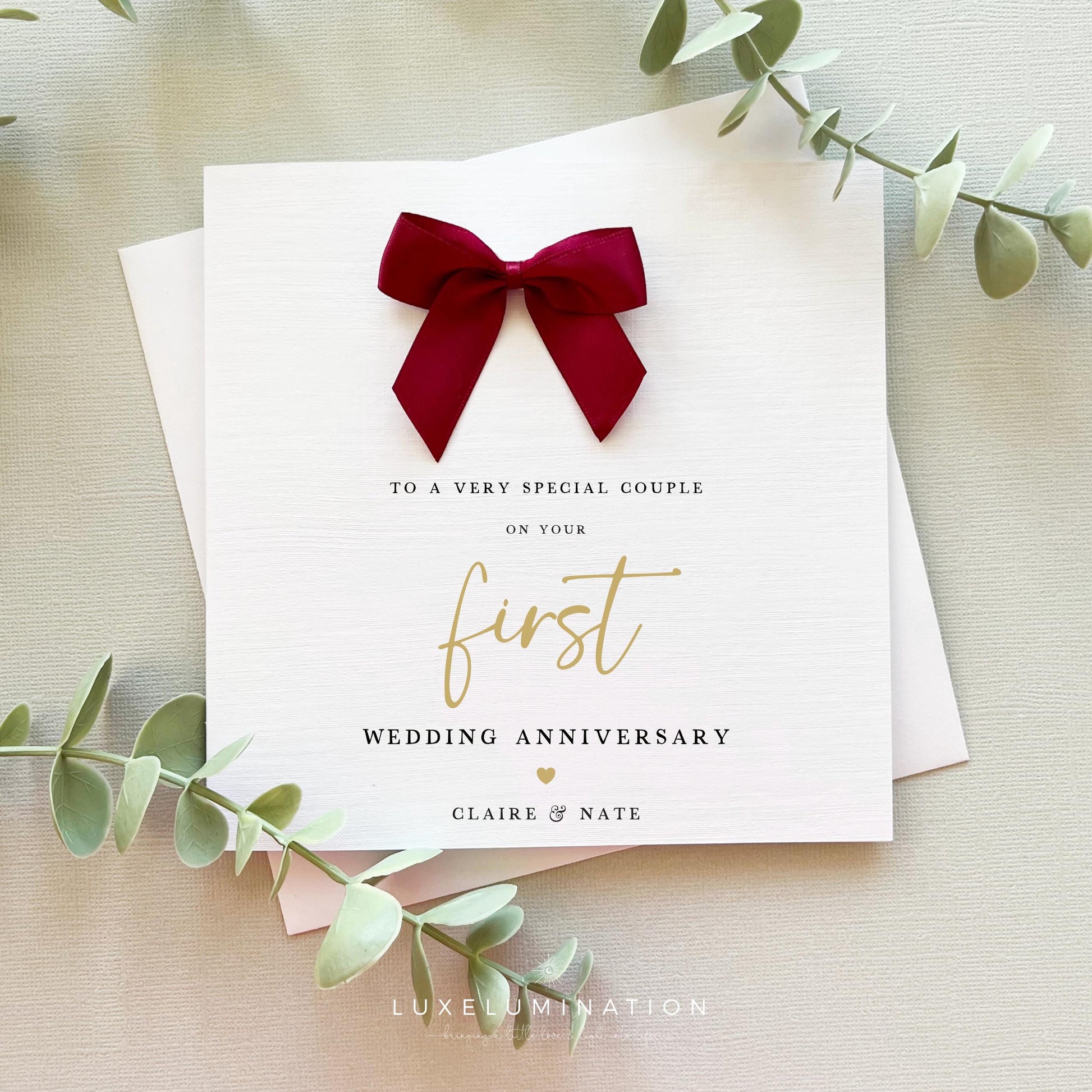 First Wedding Anniversary Card, Personalised, 1st Paper