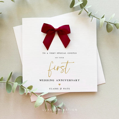 First Wedding Anniversary Card, Personalised, 1st Paper