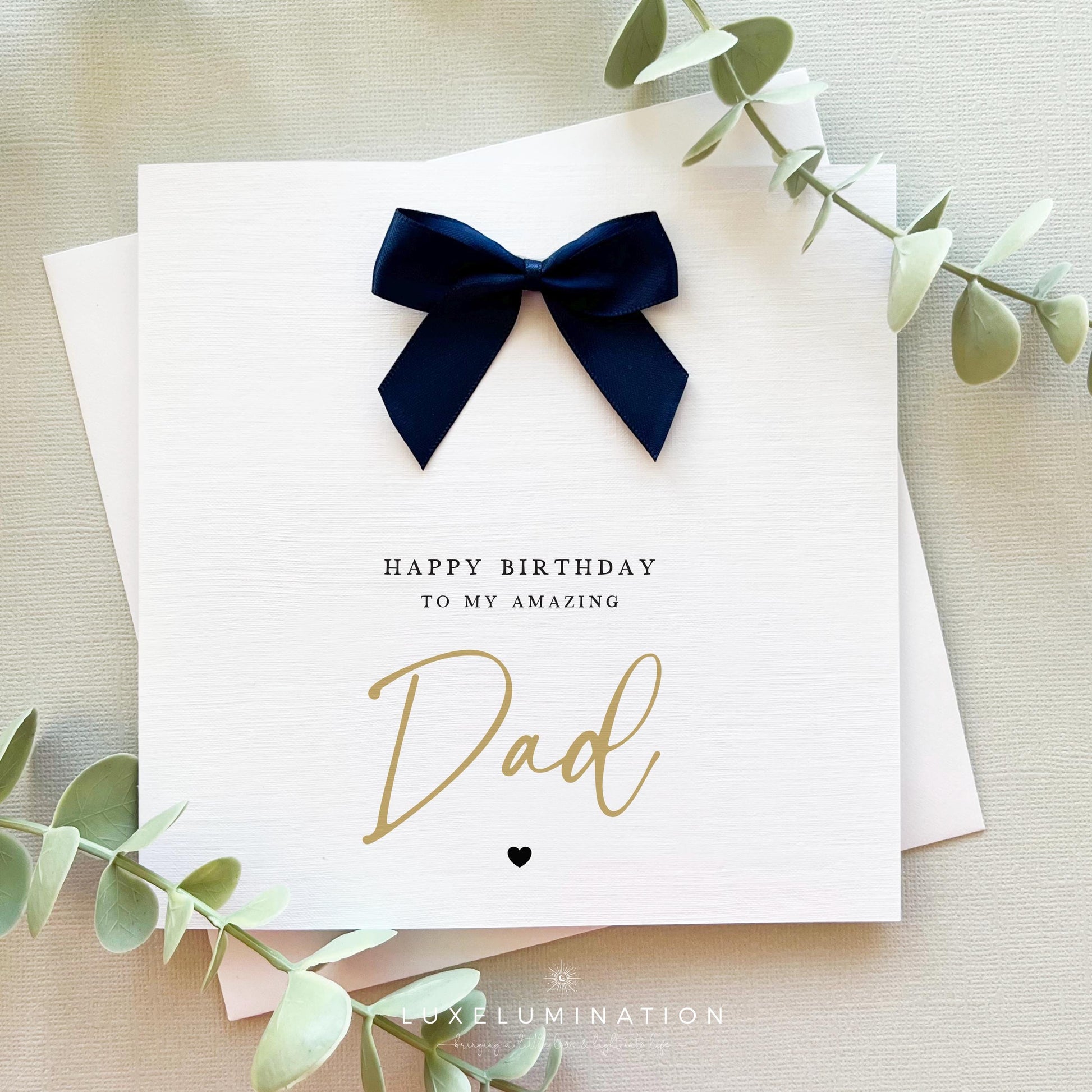 Dad Happy Birthday Card with a choice of Bow Colours