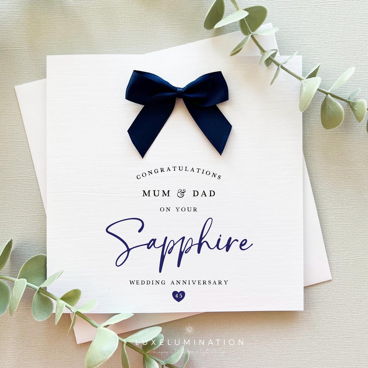 Personalised 45th Wedding Anniversary Card, Sapphire.