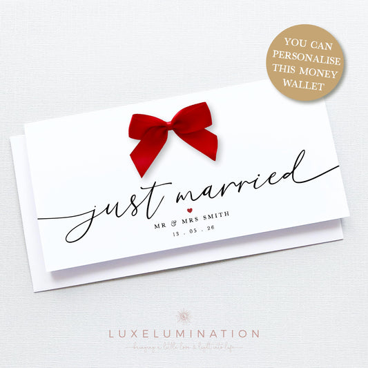 Wedding Money Gift Envelope, Just Married, Mr & Mrs on your Wedding Day Card