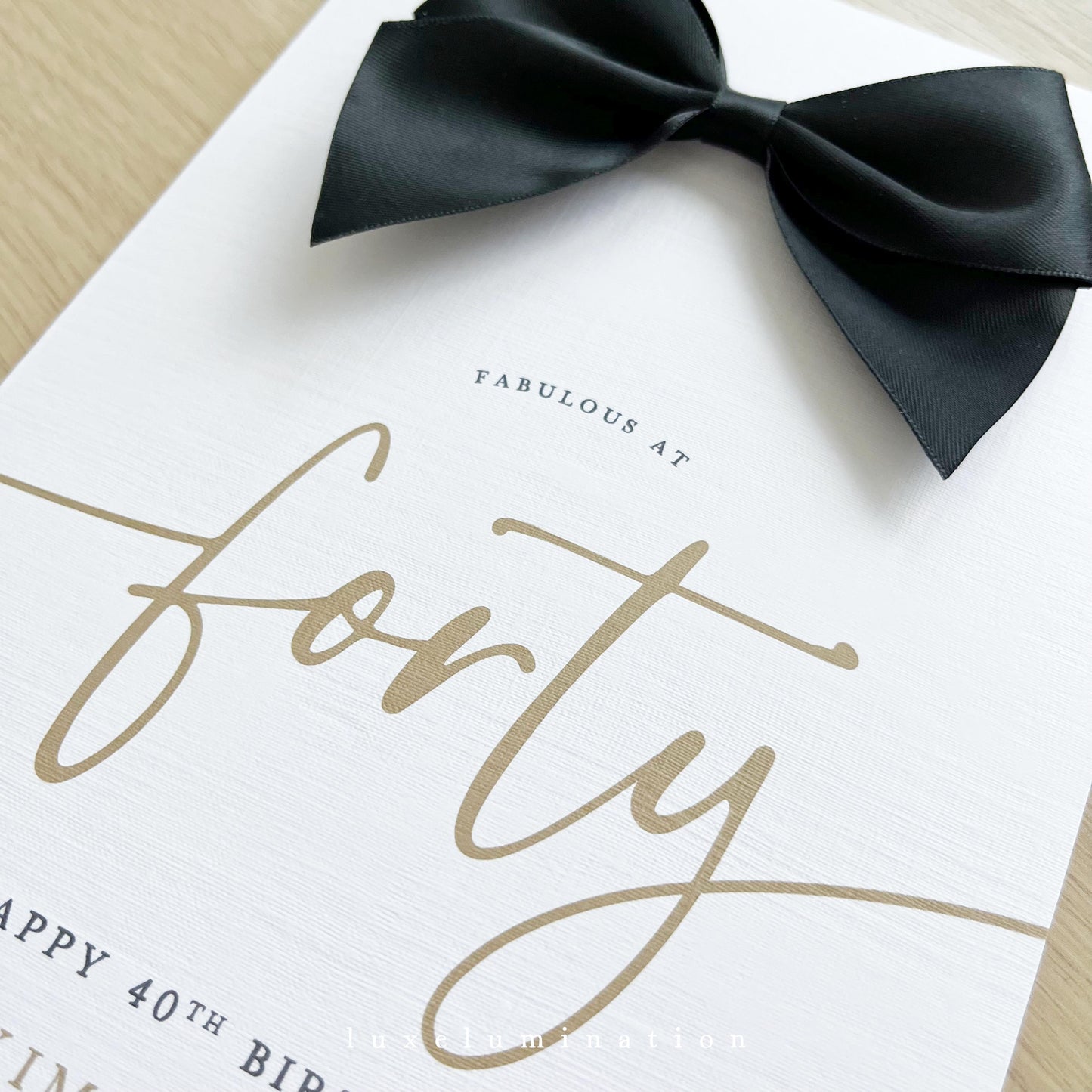 Forty - Personalised 40th Happy Birthday Card with Large Satin Bow