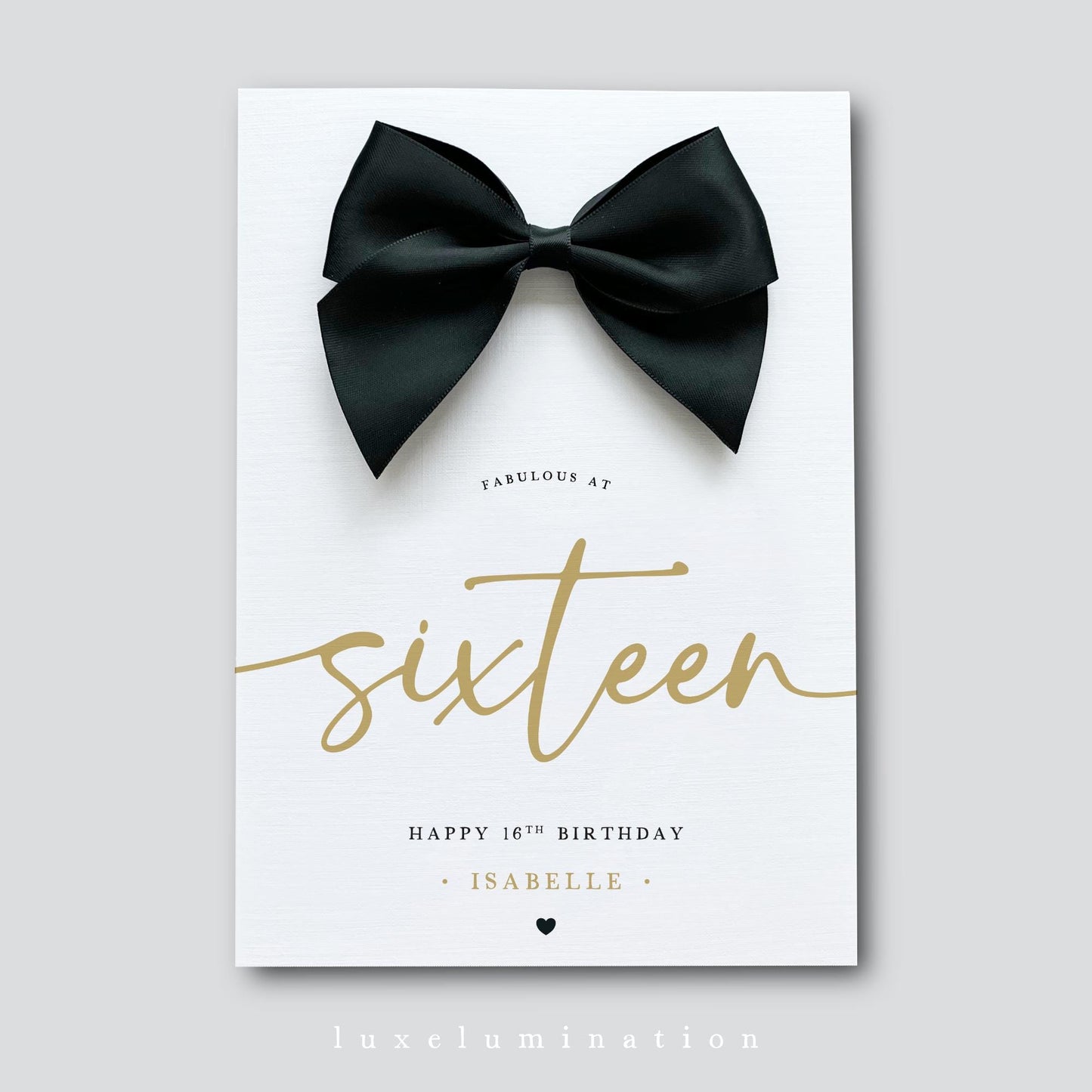 Sixteen - Personalised 16th Happy Birthday Card with Large Satin Bow