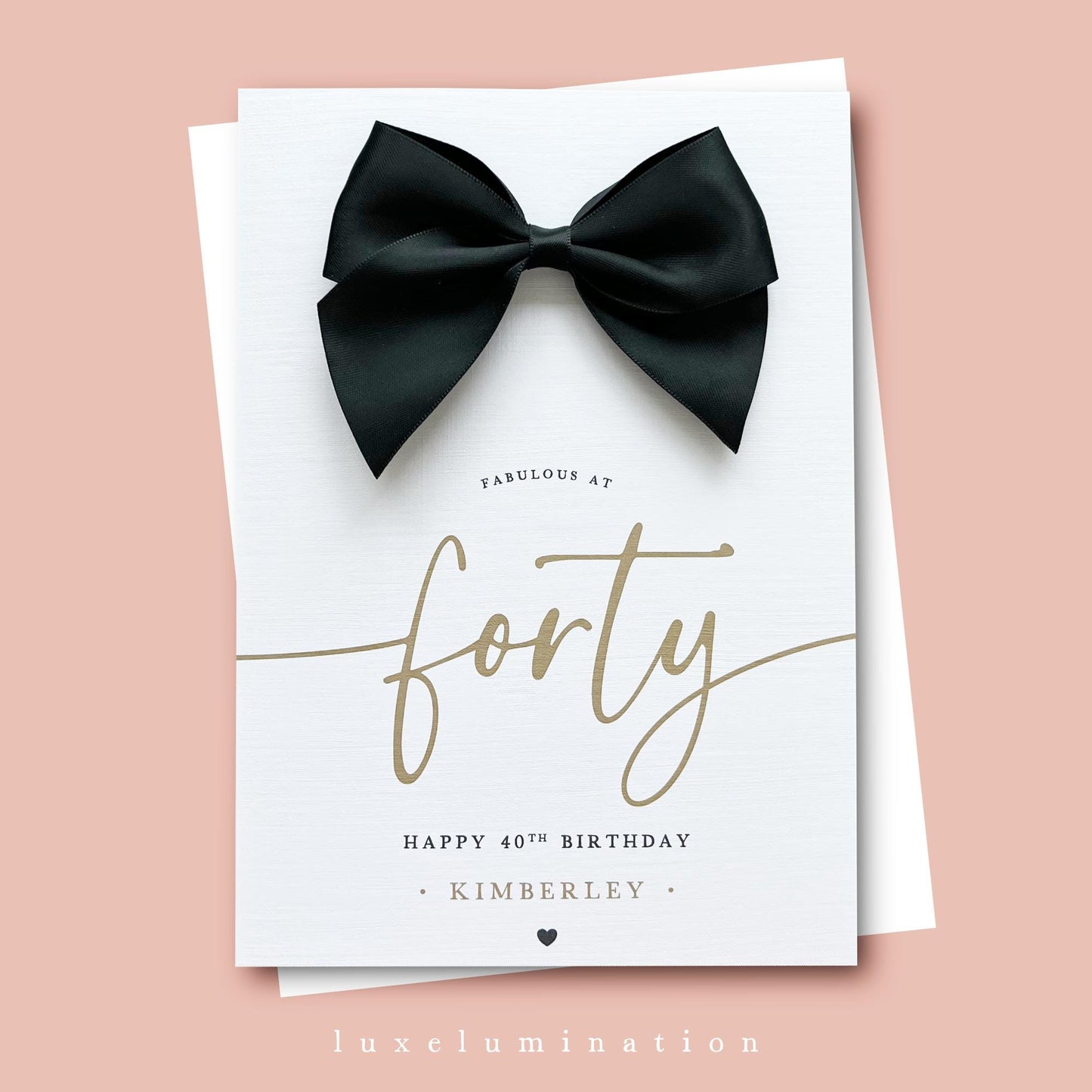 Forty - Personalised 40th Happy Birthday Card with Large Satin Bow