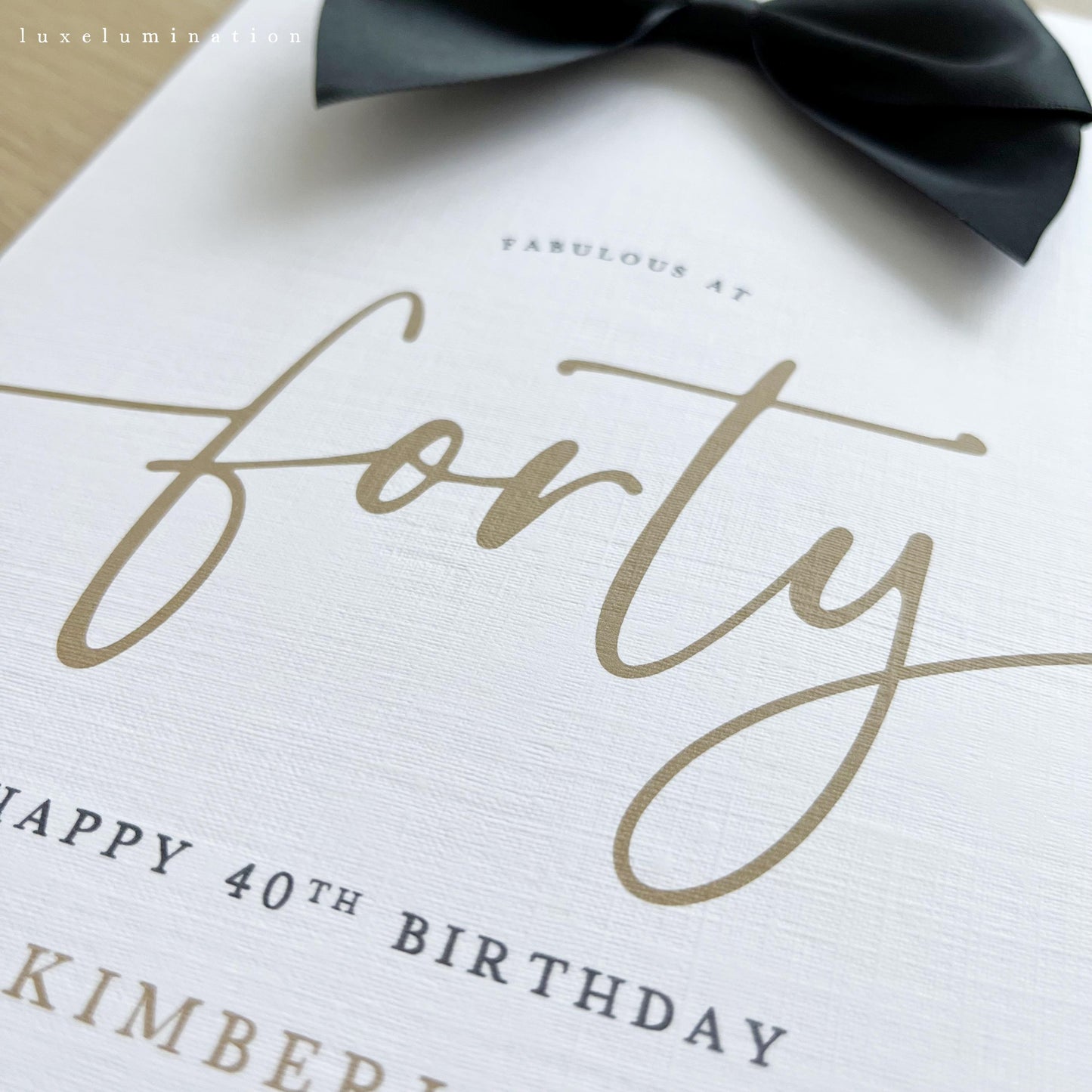 Forty - Personalised 40th Happy Birthday Card with Large Satin Bow