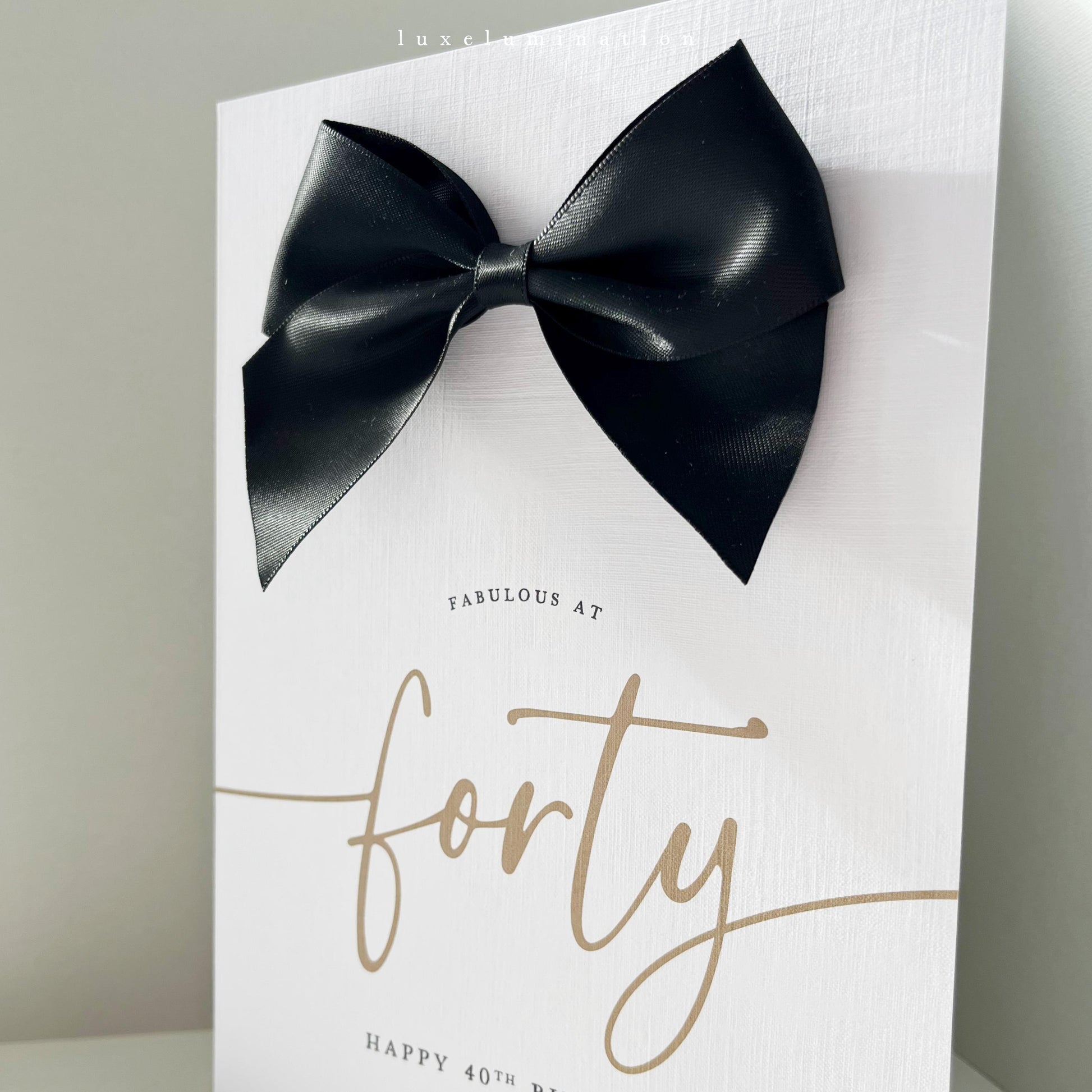 Forty - Personalised 40th Happy Birthday Card with Large Satin Bow